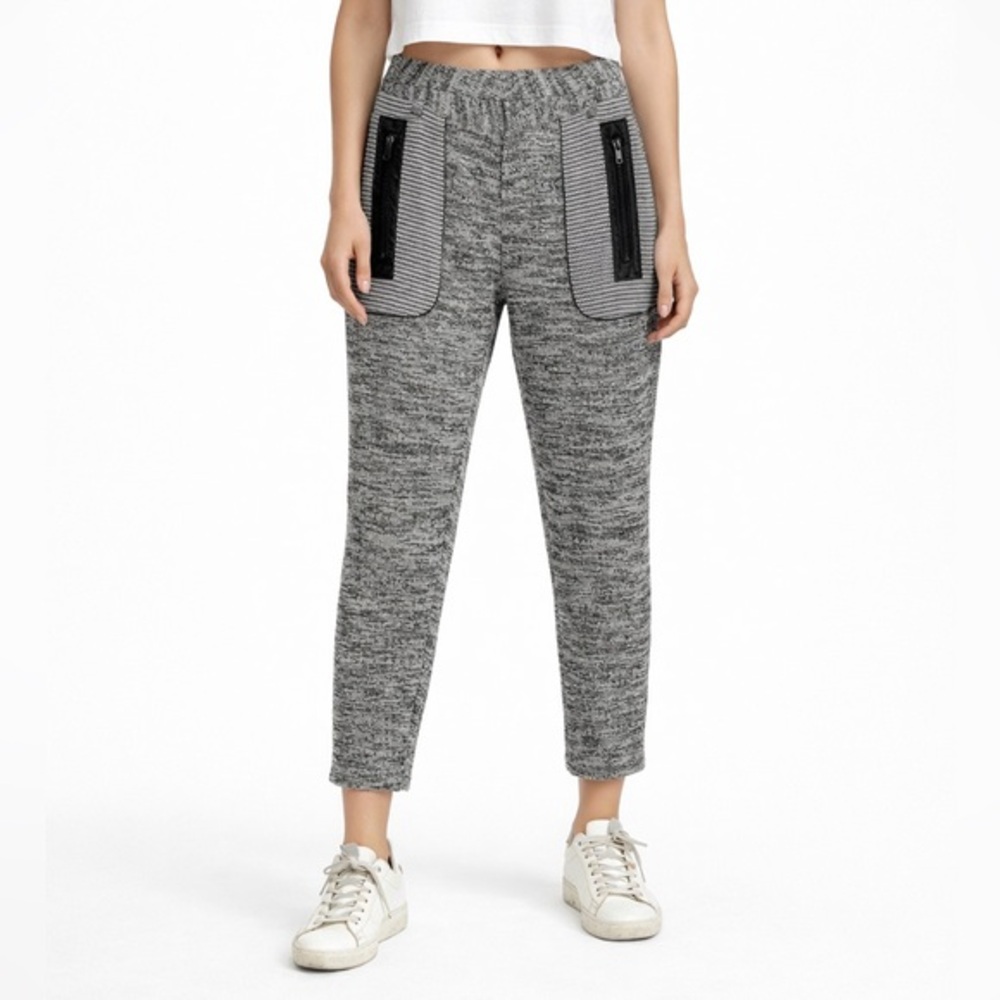 Sachin and Babi Tweed Pants Womenβs Size 4 Cream Black Slim Fit Zippered Cropped